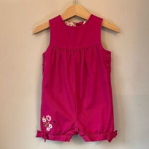 Toddler Girl’s Gymboree Pink Flower + Ladybugs Bubble Romper Size 12-18M